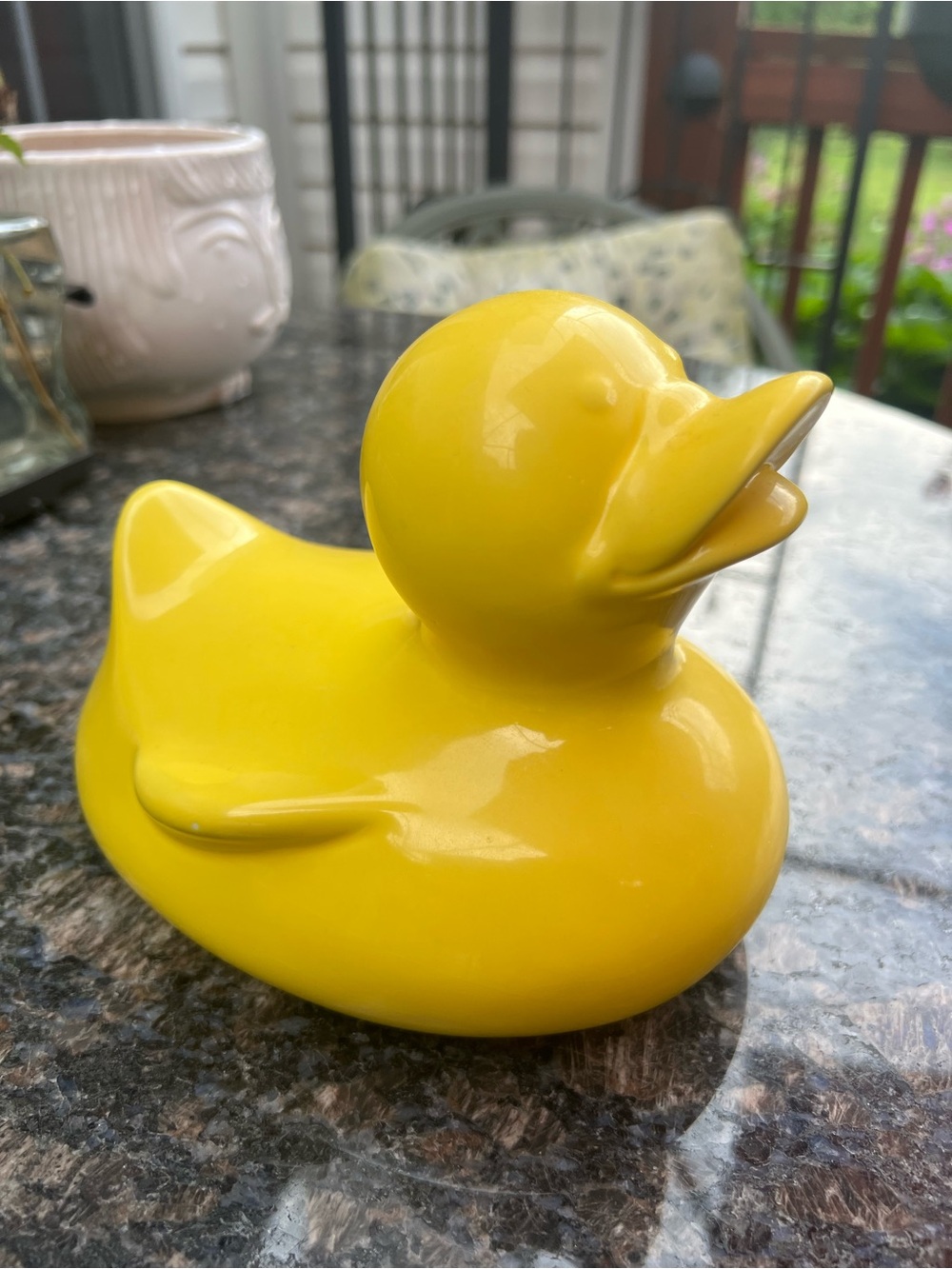 Source Unknown Yellow Ceramic Duck Decorative Accent